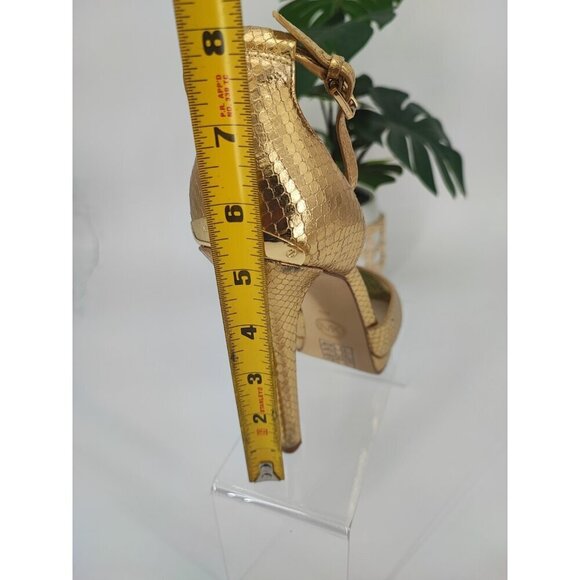 Michael Kors Women's Brenna Metallic Gold High Heel Sandals Size 8M US - Picture 9 of 9
